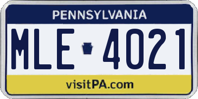 PA license plate MLE4021