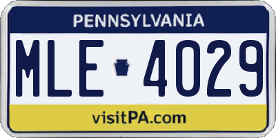 PA license plate MLE4029
