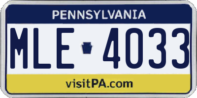 PA license plate MLE4033