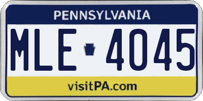 PA license plate MLE4045