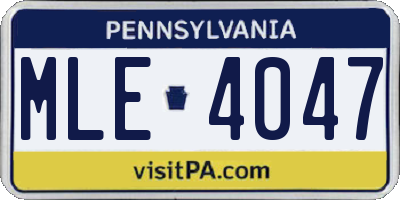 PA license plate MLE4047