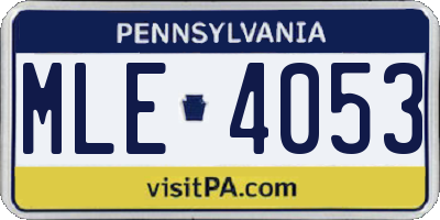 PA license plate MLE4053