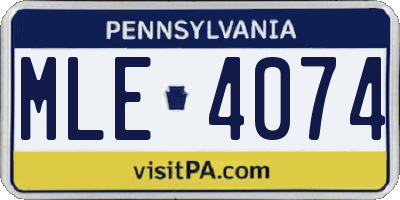 PA license plate MLE4074