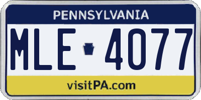 PA license plate MLE4077