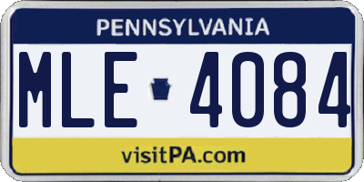 PA license plate MLE4084