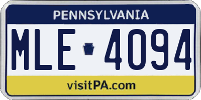 PA license plate MLE4094