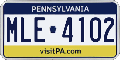 PA license plate MLE4102