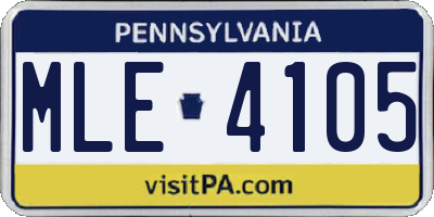 PA license plate MLE4105