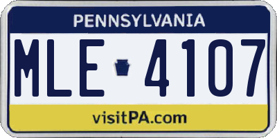 PA license plate MLE4107