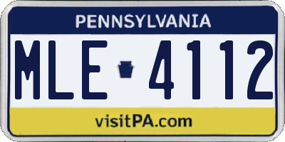 PA license plate MLE4112