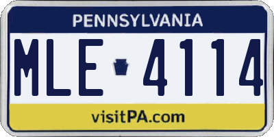 PA license plate MLE4114