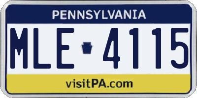 PA license plate MLE4115