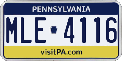 PA license plate MLE4116