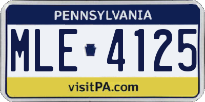 PA license plate MLE4125