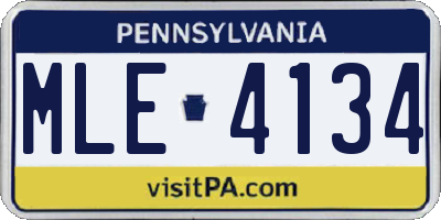 PA license plate MLE4134