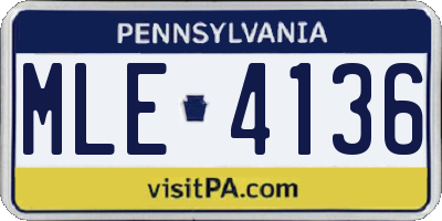 PA license plate MLE4136