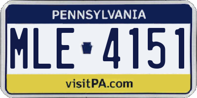 PA license plate MLE4151