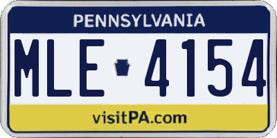 PA license plate MLE4154