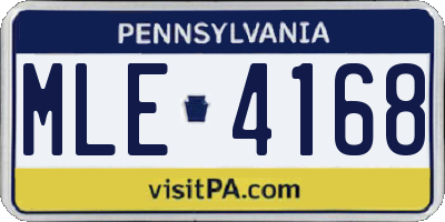 PA license plate MLE4168