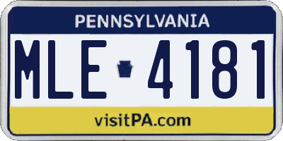 PA license plate MLE4181