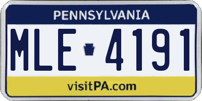 PA license plate MLE4191