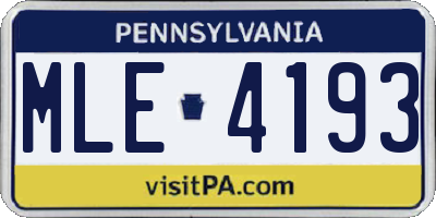 PA license plate MLE4193