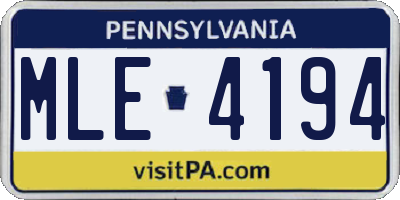 PA license plate MLE4194