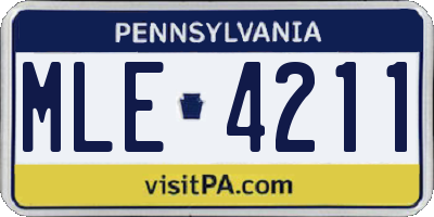 PA license plate MLE4211