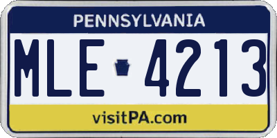 PA license plate MLE4213