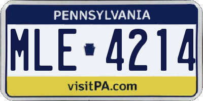 PA license plate MLE4214