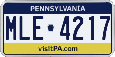 PA license plate MLE4217