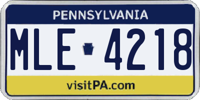 PA license plate MLE4218