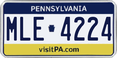 PA license plate MLE4224