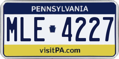 PA license plate MLE4227