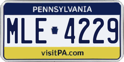 PA license plate MLE4229