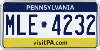 PA license plate MLE4232