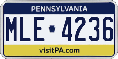 PA license plate MLE4236