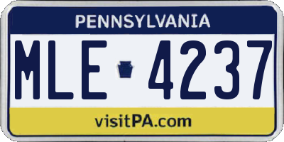 PA license plate MLE4237