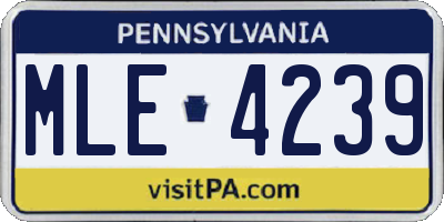 PA license plate MLE4239