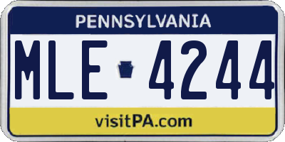 PA license plate MLE4244