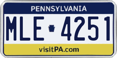 PA license plate MLE4251