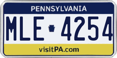 PA license plate MLE4254