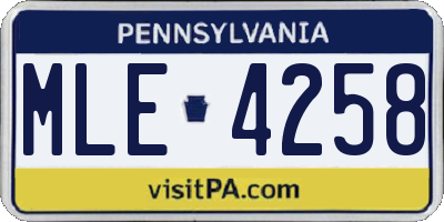 PA license plate MLE4258