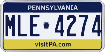 PA license plate MLE4274