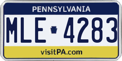 PA license plate MLE4283