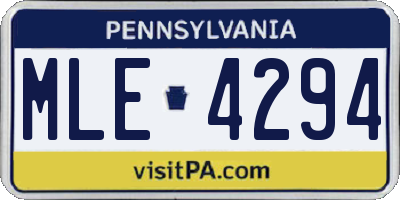 PA license plate MLE4294
