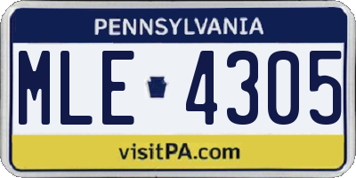 PA license plate MLE4305