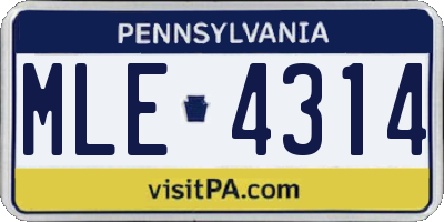 PA license plate MLE4314