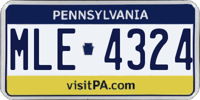 PA license plate MLE4324