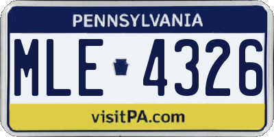 PA license plate MLE4326